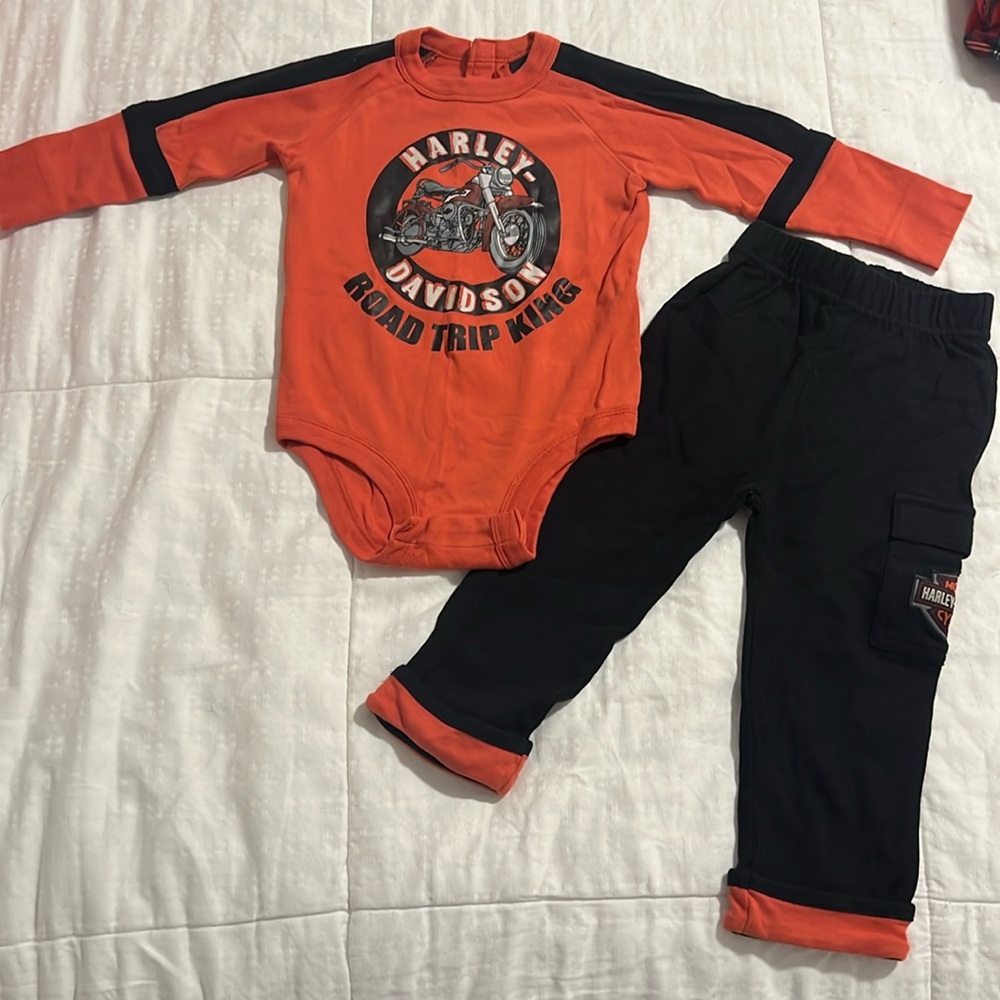 Harley Davidson onesie and pants size 18 months